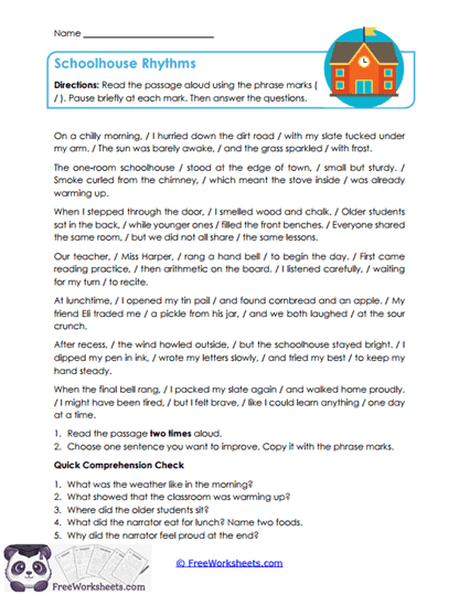 Schoolhouse Rhythms Worksheet