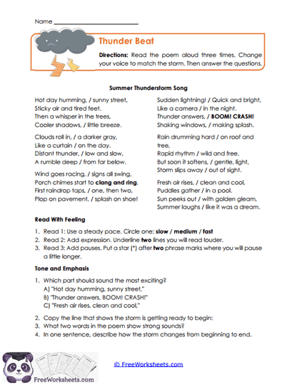 Thunder Beat Worksheet