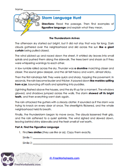 Storm Language Hunt Worksheet