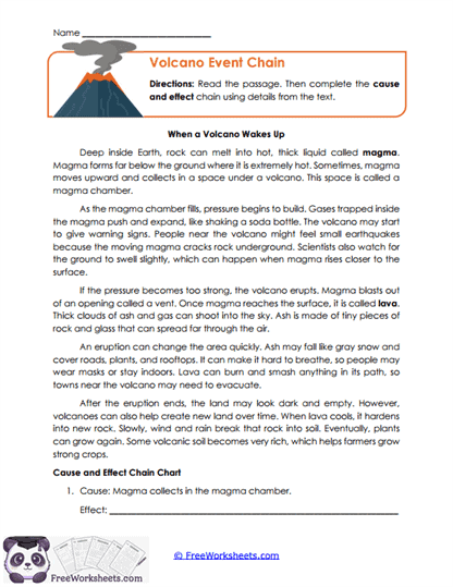 Volcano Event Chain Worksheet