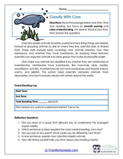 Classify With Care Worksheet