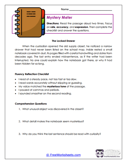 Mystery Meter Worksheet