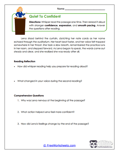 Quiet To Confident Worksheet