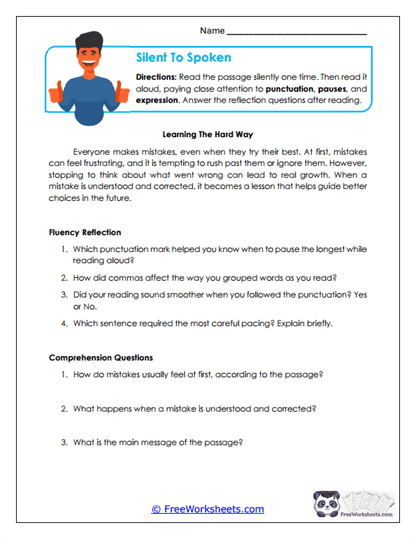Silent To Spoken Worksheet