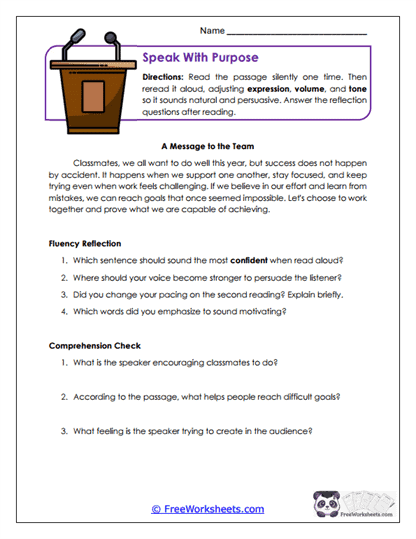Speak With Purpose Worksheet