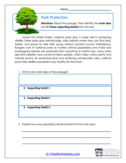 Park Protectors Worksheet