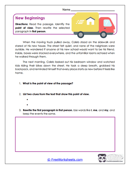 New Beginnings Worksheet