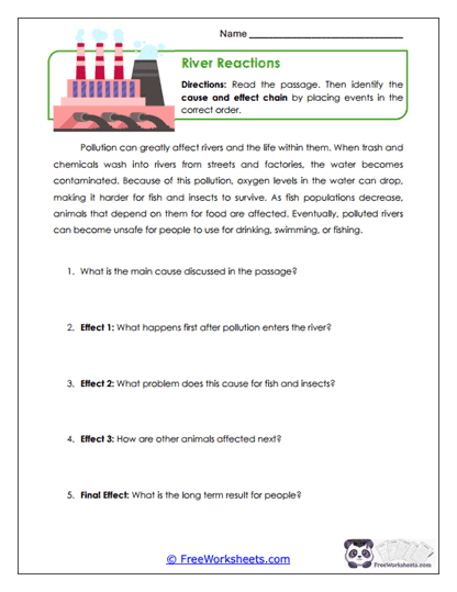 River Reactions Worksheet