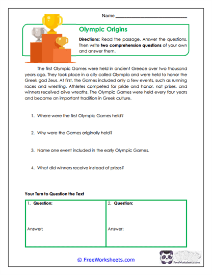 Olympic Origins Worksheet