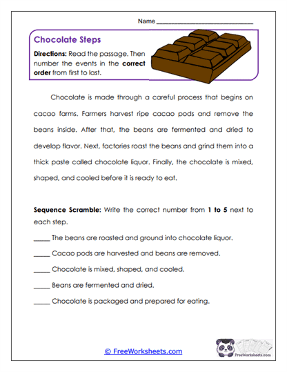 Chocolate Steps Worksheet