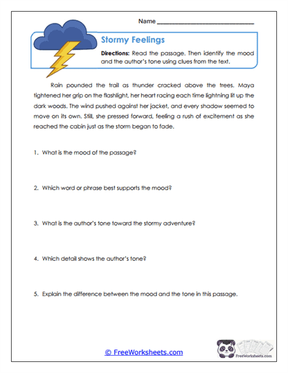 Stormy Feelings Worksheet