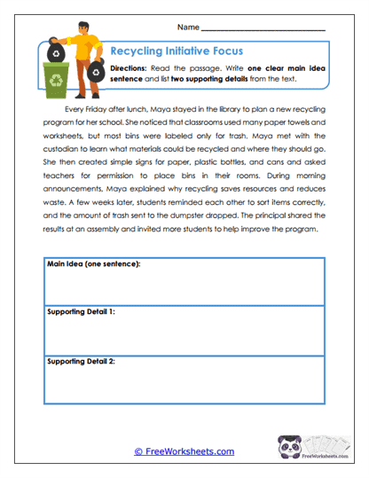 Recycling Initiative Focus Worksheet