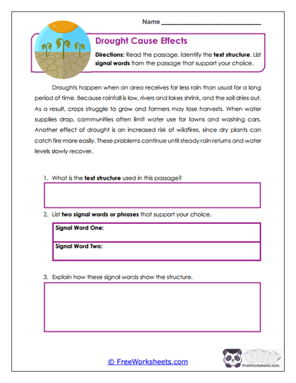 Drought Cause Effects Worksheet