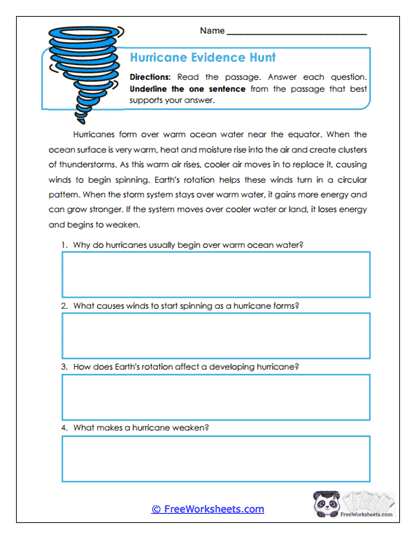 Hurricane Evidence Hunt Worksheet