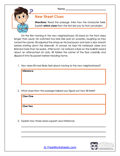 New Street Clues Worksheet