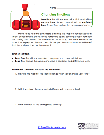 Changing Emotions Worksheet