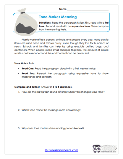 Tone Makes Meaning Worksheet