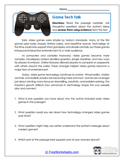 Game Tech Talk Worksheet