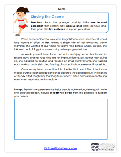 Staying The Course Worksheet