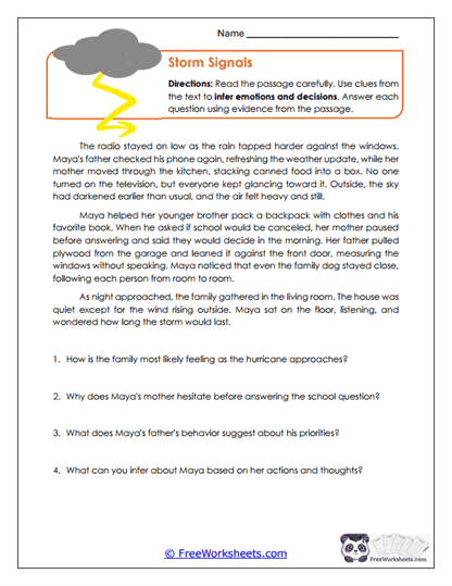 Storm Signals Worksheet