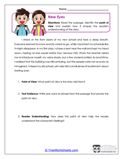 New Eyes Worksheet