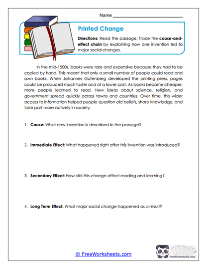 Printed Change Worksheet