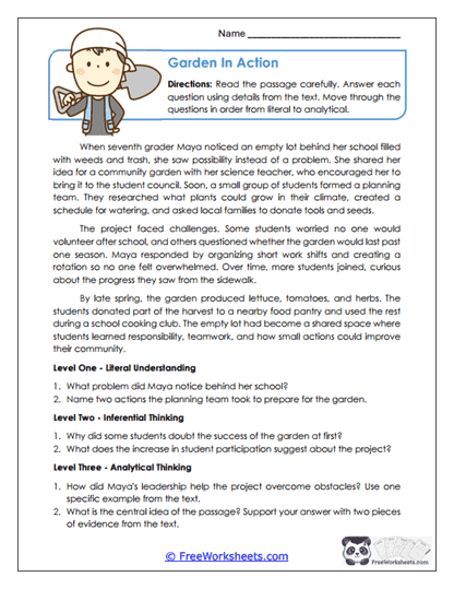 Garden In Action Worksheet