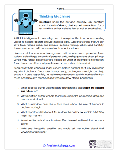 Thinking Machines Worksheet