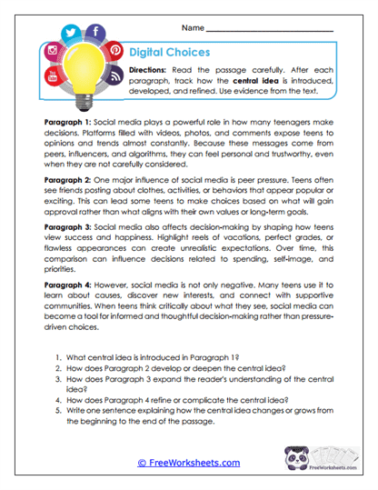 Grade 7 Reading Comprehension Worksheet Collection
