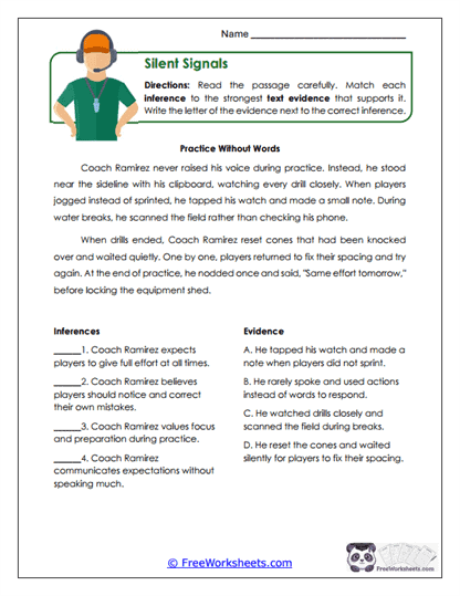 Silent Signals Worksheet