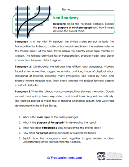 Iron Roadway Worksheet
