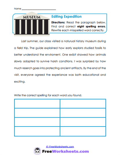 Paragraph Editing Worksheet