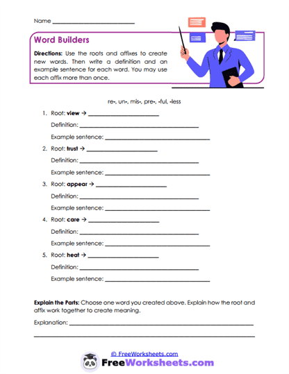 Affix Building Worksheet