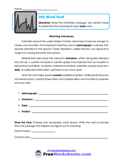 Science Context Worksheet