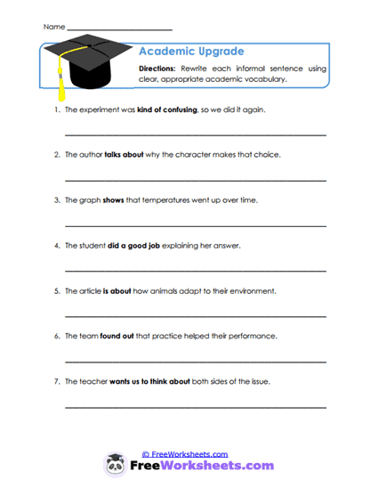 Academic Revision Worksheet