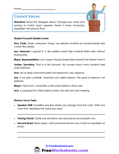 Council Voices Worksheet