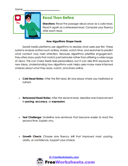 Read Then Refine Worksheet
