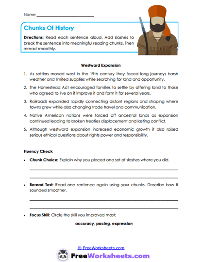 Chunks Of History Worksheet