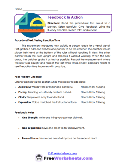 Feedback In Action Worksheet