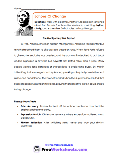 Echoes Of Change Worksheet