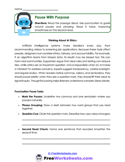 Pause With Purpose Worksheet