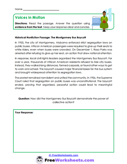 Voices in Motion Worksheet