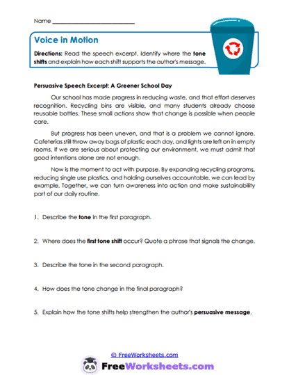 Voice in Motion Worksheet