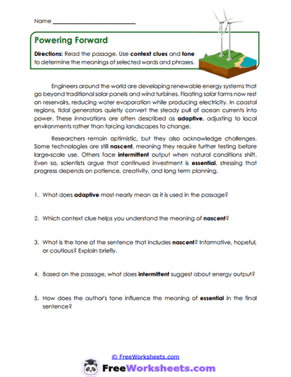 Powering Forward Worksheet