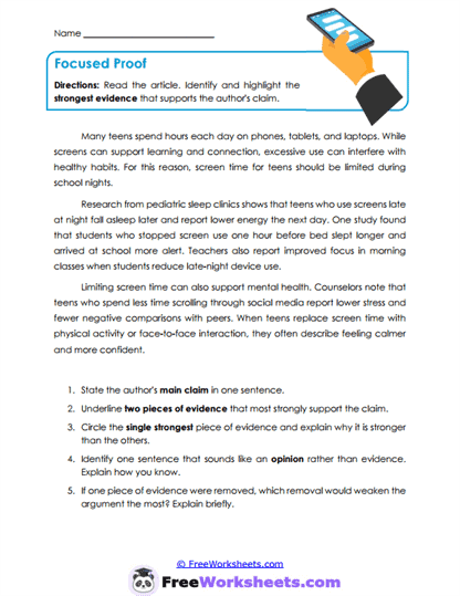 Grade 8 Reading Passage Worksheet Collection