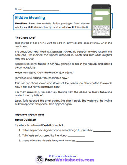 Hidden Meaning Worksheet