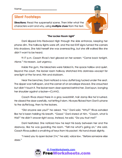 Silent Footsteps Worksheet