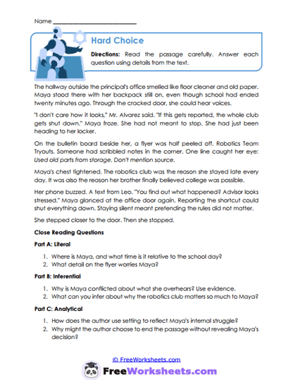 Grade 9 Reading Passage Worksheet Collection