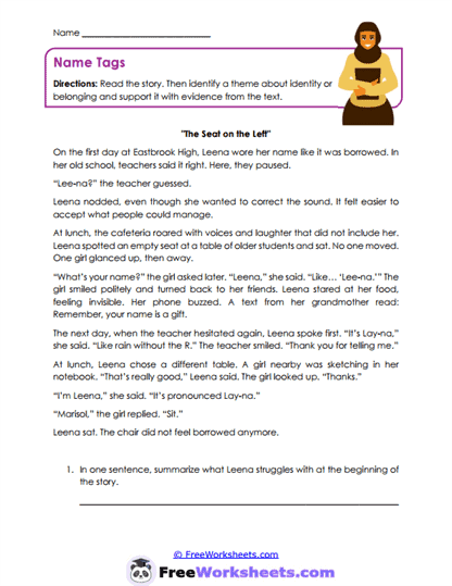 Name Tags Worksheet