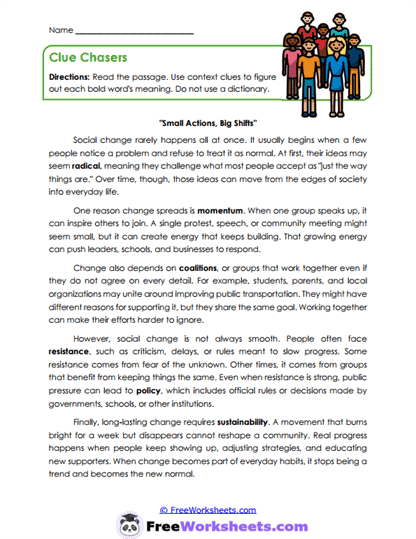 Clue Chasers Worksheet